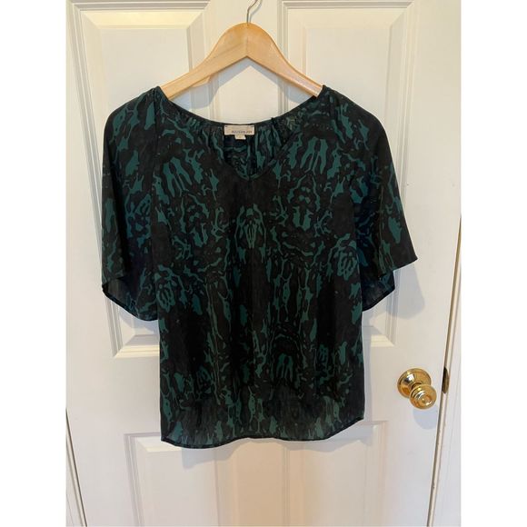 Allison Joy Tops - Allison Joy Green Print Blouse, Small